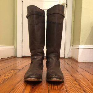 FRYE Dark Brown Leather Melissa Inside Zip Tall Wide Calf Boots 12B
